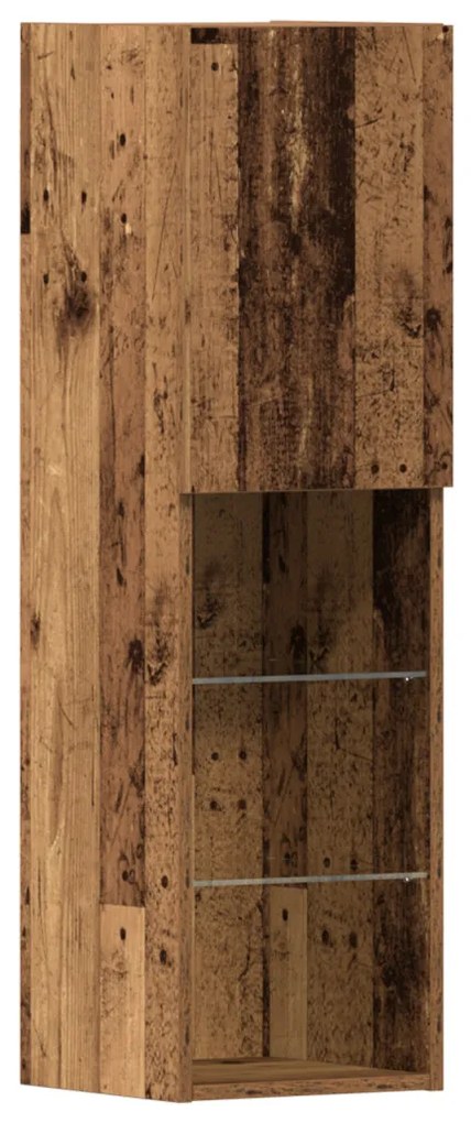 TV szekrény LED lámpákkal Megkopott fa 40.5x30x102 cm