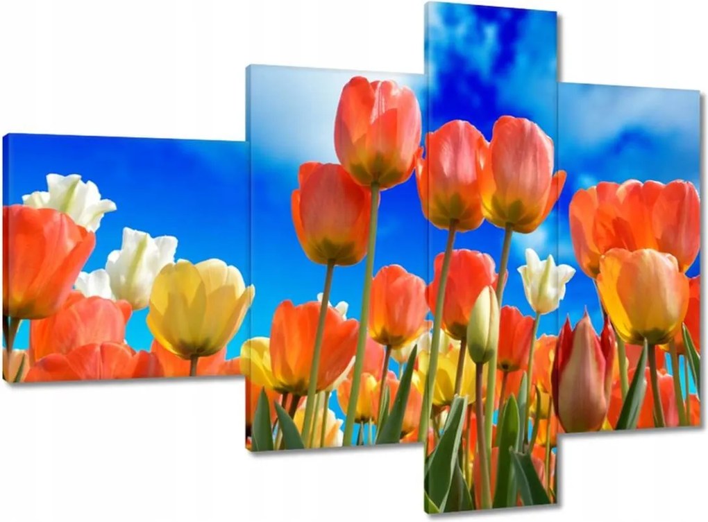Vászonkép 100x70 Színes tulipánok