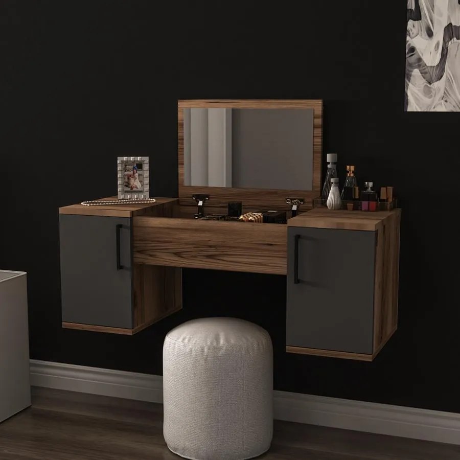 Fésülködő asztal Mercan - Light Walnut, Anthracite