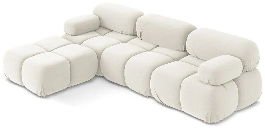 Fehér bársony moduláris sarokkanapé Lokua – Makamii