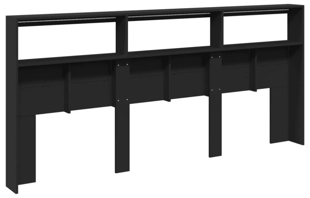 fekete áthidalószekrény LED-világítással 220 x 17 x 102 cm