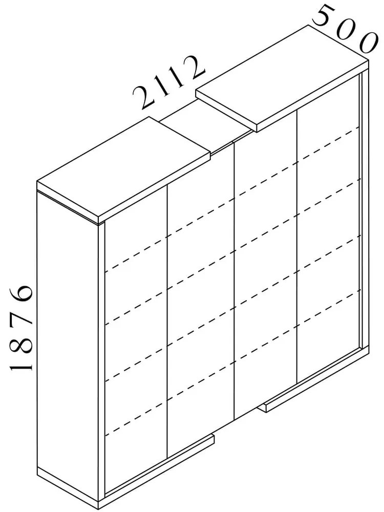 Lineart magas szekrény 211,2 x 50 x 187,6 cm, bodza sötét / fehér