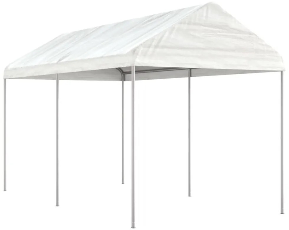 fehér polietilén pavilon tetővel 4,46 x 2,28 x 2,69 m