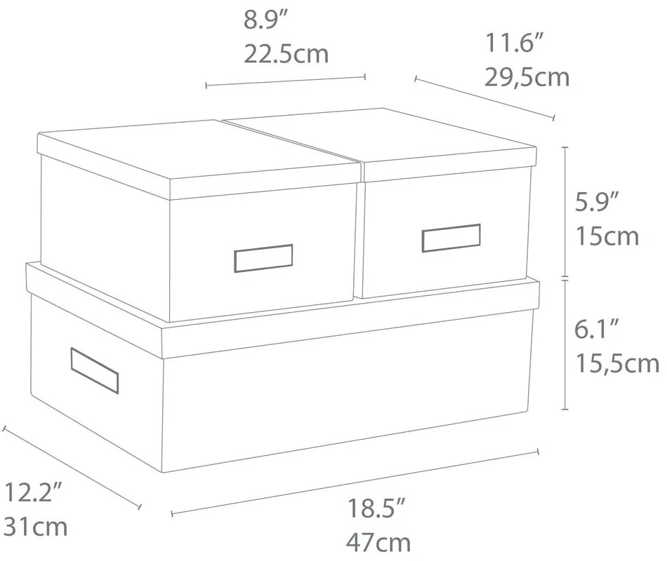 Inge 3 db-os fehér tárolódoboz szett - Bigso Box of Sweden