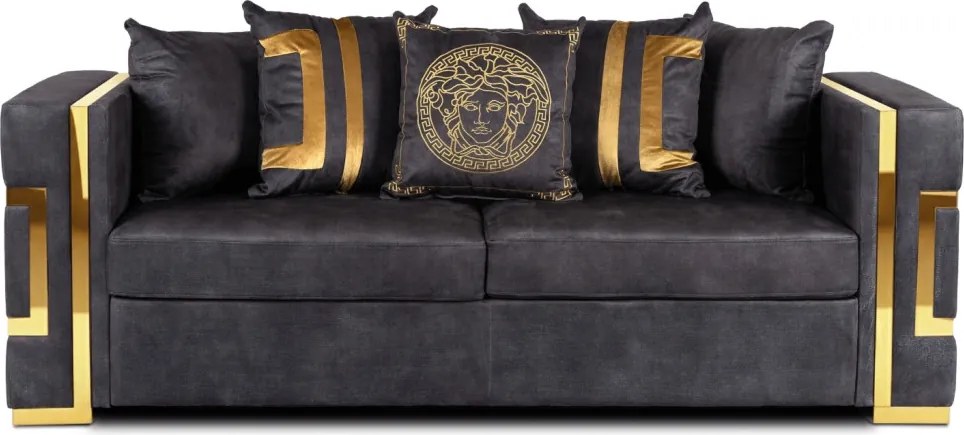 Háromszemélyes kanapé fekete/arany színben. PALLAZO 3S