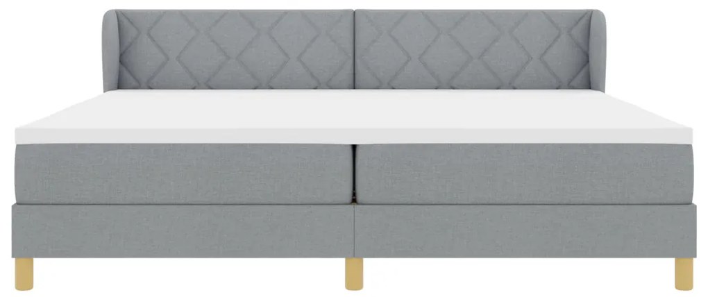Boxspring Ágy Matrac Mellett - Világosszürke - 200x200 cm - Szövet
