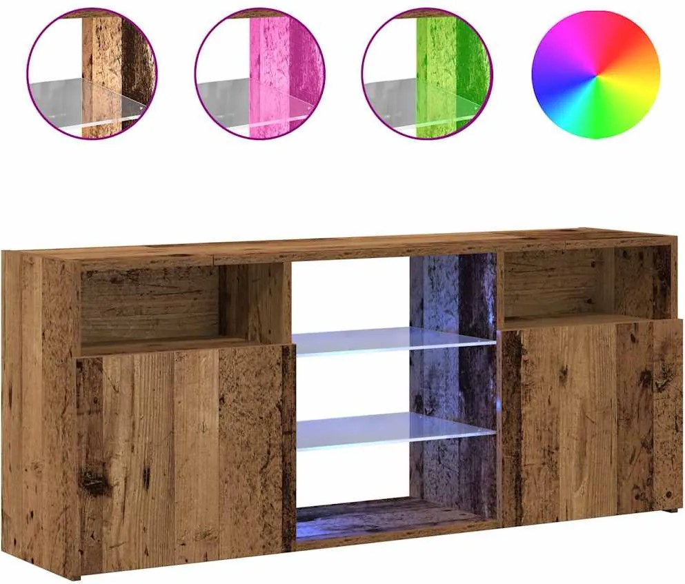 vidaXL antik fa színű szerelt fa TV-szekrény LED-ekkel 120x30x50 cm