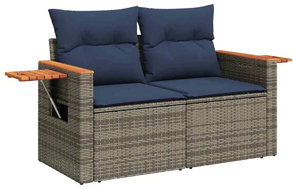 vidaXL 8 részes barna polyrattan akácfa kerti ülőgarnitúra párnákkal