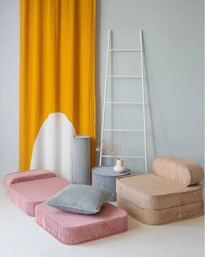 Mentazöld kordbársony párna gyerek kanapéhoz Block – Wigiwama