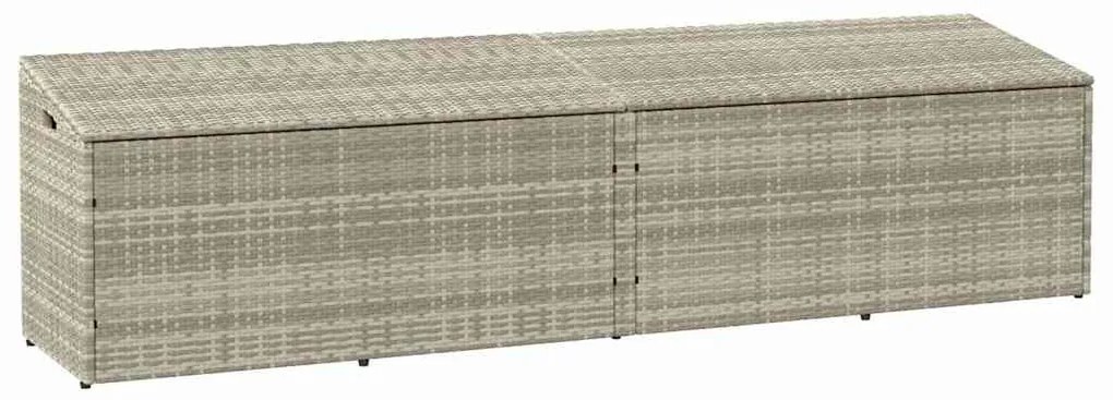 vidaXL világosszürke polyrattan kerti tárolóláda 220x50x58 cm