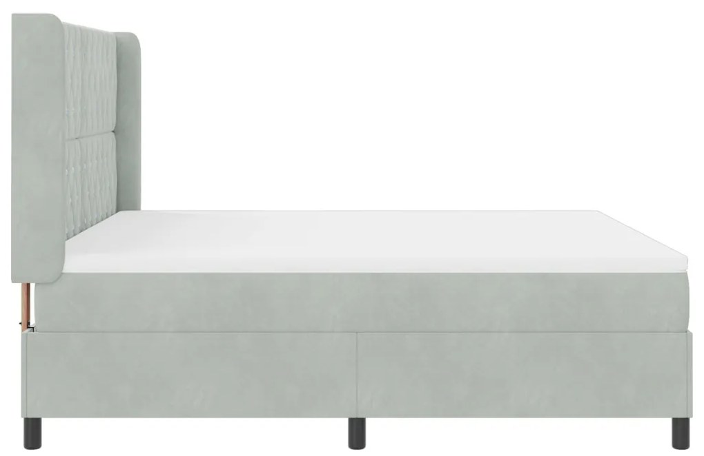 Boxspring Ágy Matrac Fény Szürke 180x200 cm Bársony