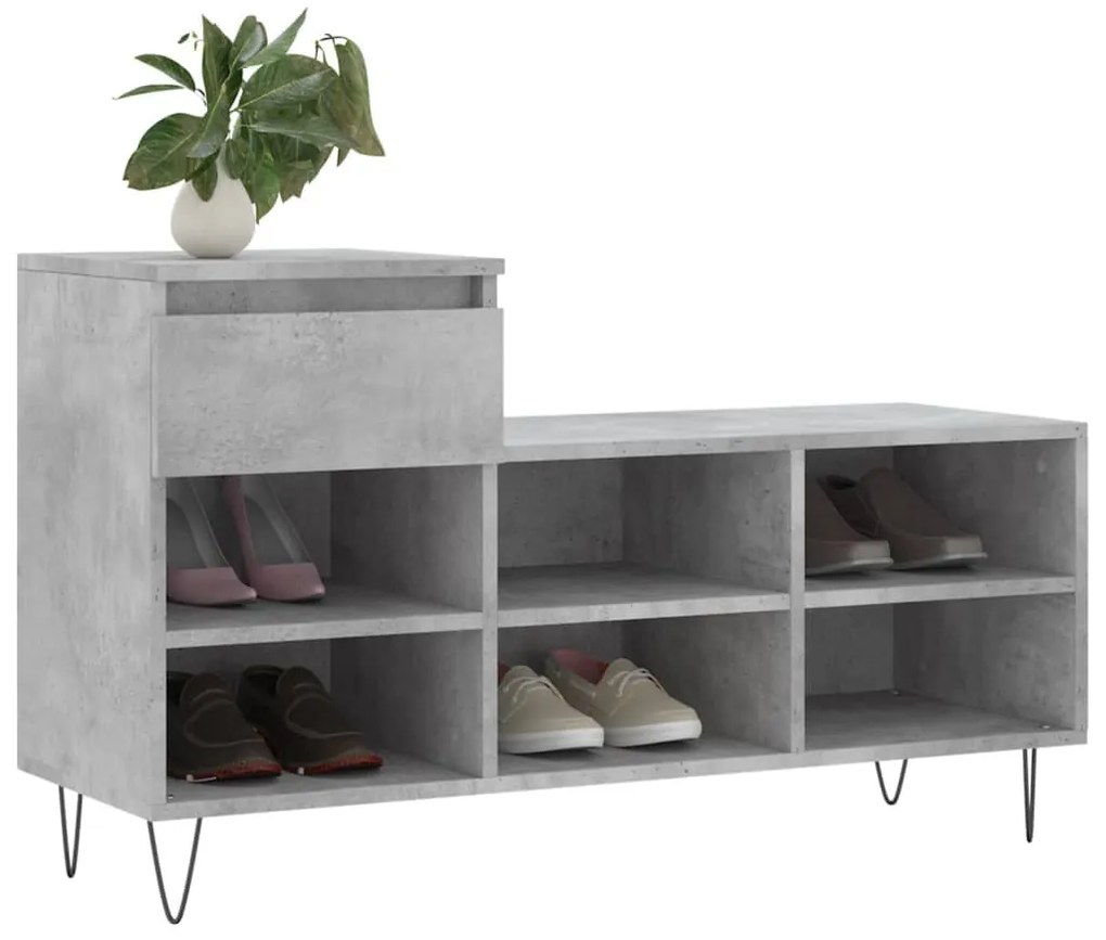 vidaXL betonszürke szerelt fa cipőszekrény 102x36x60 cm