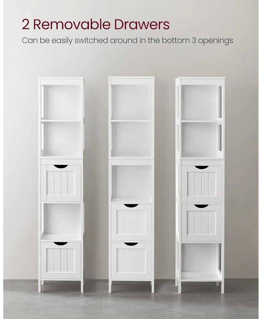 Fürdőszobai magas szekrény, fehér 30x30x141cm