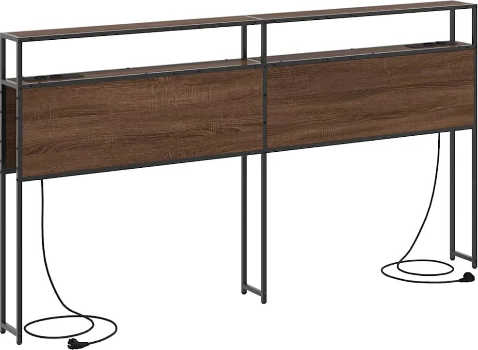 vidaXL Tároló fejtámla polcokkal tárolóval barna tölgy 180 cm Faanyag