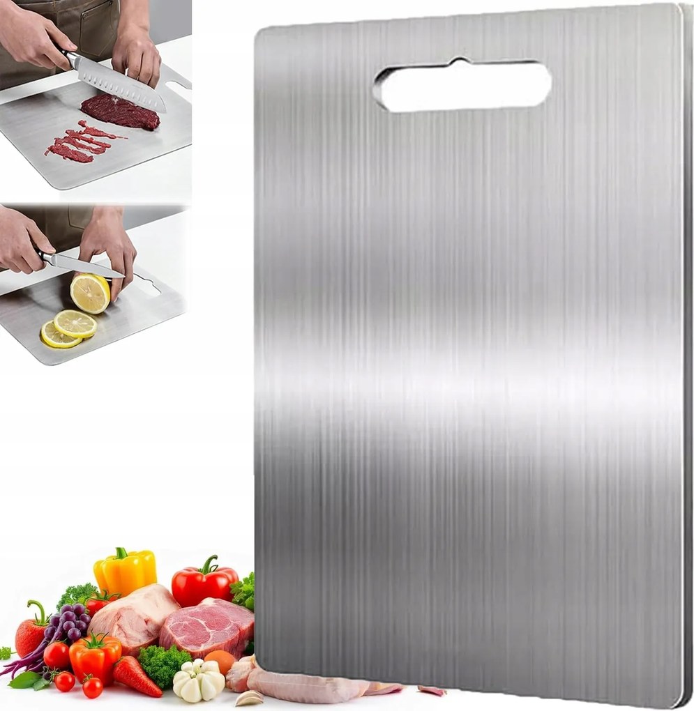 Rozsdamentes acél halhús vágódeszka 34x23 cm Ökológiai