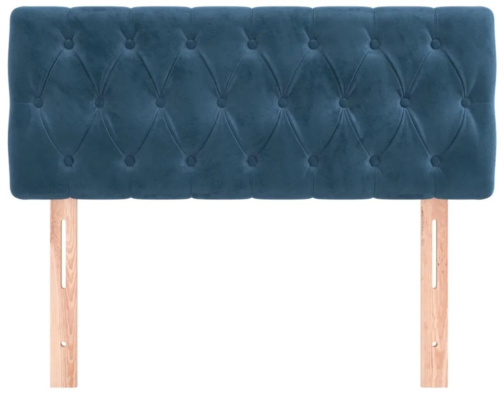 sötétkék bársony fejtámla 100x7x78/88 cm