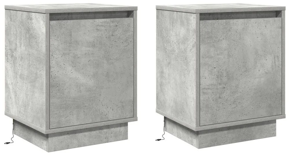 LED világítással ellátott éjjeli szekrények 2 db Beton Szürke 39x34,5x50 cm