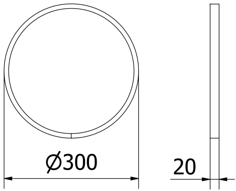 Mexen Loft, kerek fürdőszobai tükör 30 cm, keret színe szálcsiszolt acél, 9850-030-030-000-10