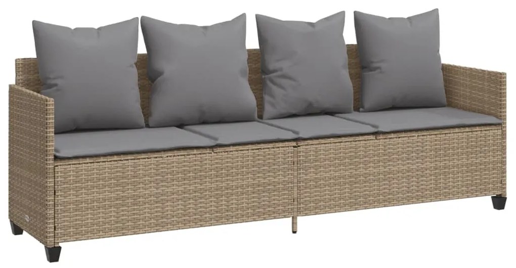 Bézs polyrattan napozóágy párnával