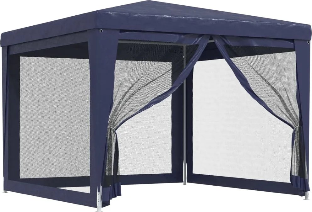 Kék HDPE rendezvénysátor 4 hálós oldalfallal 3x3 m