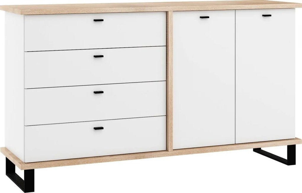 Komód Cross CRO-07 2D4S sonoma tölgy matt fehér