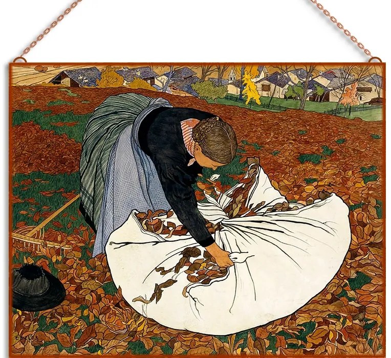 Ernest Biéler - Őszi levelek üvegkép, falikép