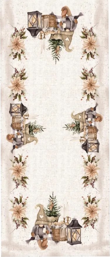 Karácsonyi terítő manók bézs 85x85