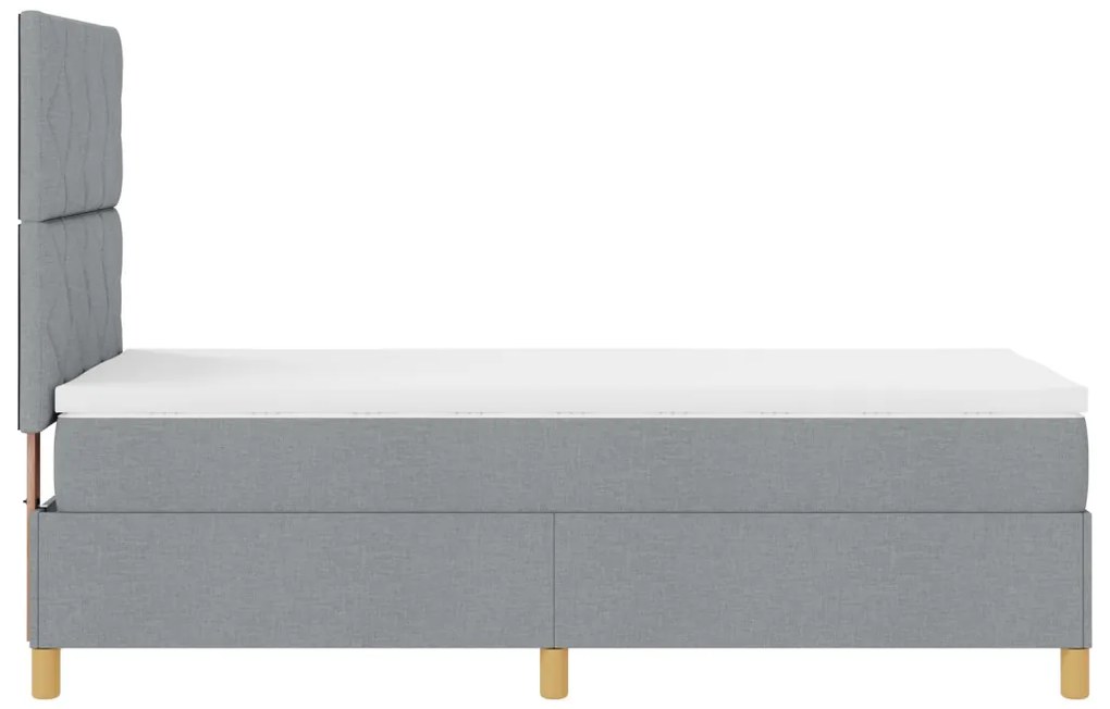 Box Spring Ágy Matraccal Világosszürke Egyszemélyes Ágy Szövet