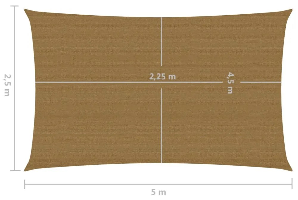 tópszínű HDPE napvitorla 160 g/m² 2,5 x 5 m