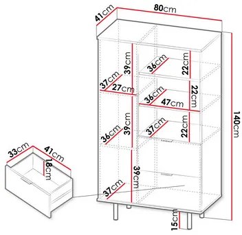 Regál Newelon R1D2SZ NW04 (fekete + arany) . 1104872