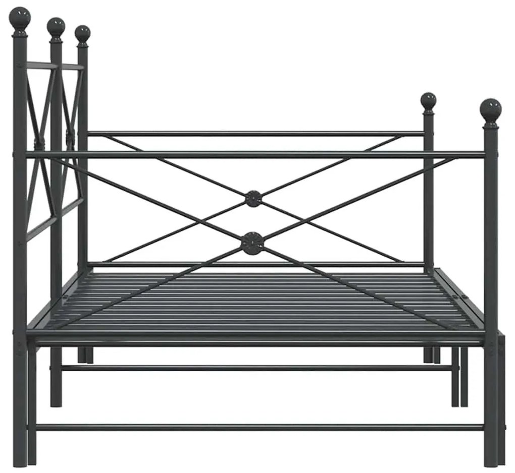 kihúzható kanapéágy matrac nélkül fekete 100x190 cm acél