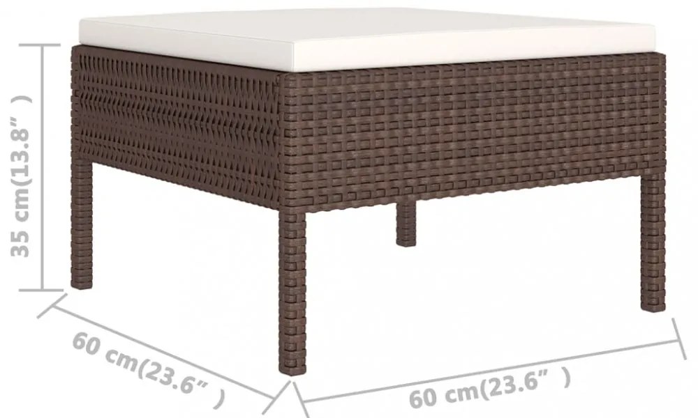 vidaXL 8 részes barna polyrattan kerti bútorszett párnákkal