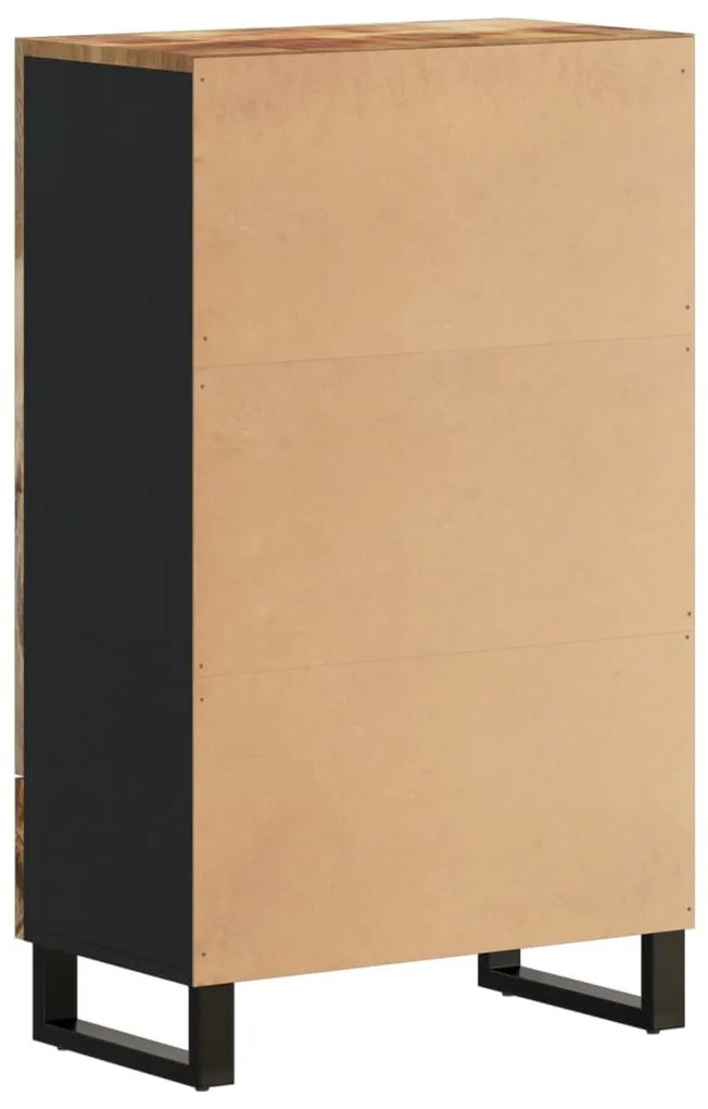 tömör mangófa és vas magasszekrény fiókkal 60x33x100 cm