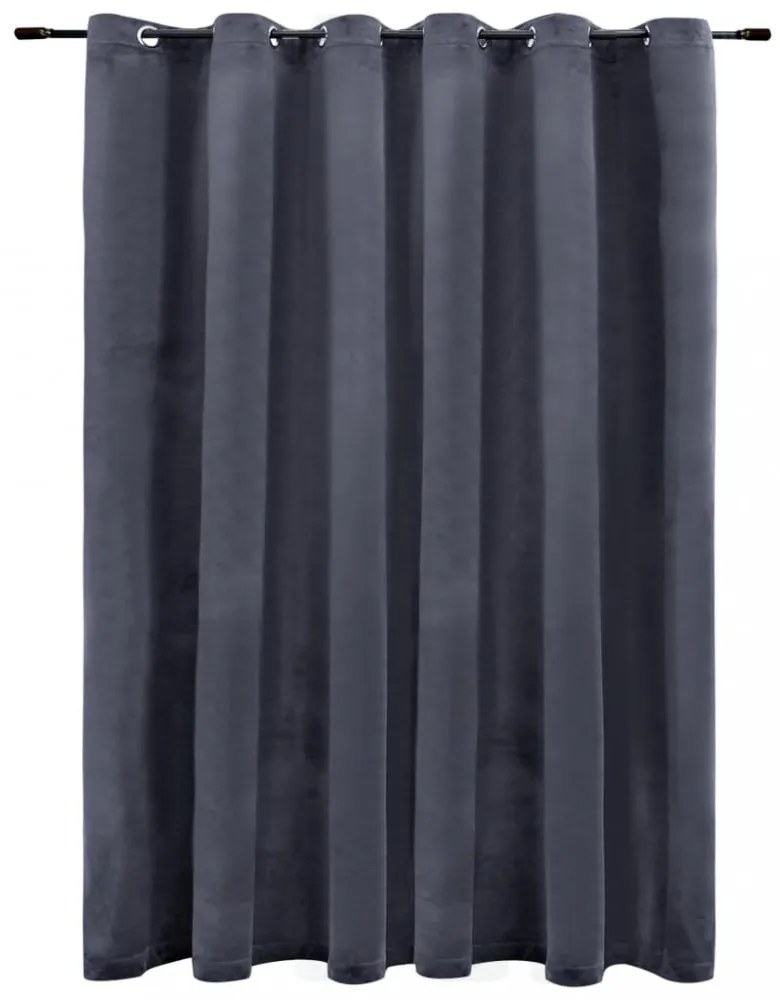 vidaXL antracitszürke bársony sötétítőfüggöny fémkarikákkal 290x245 cm
