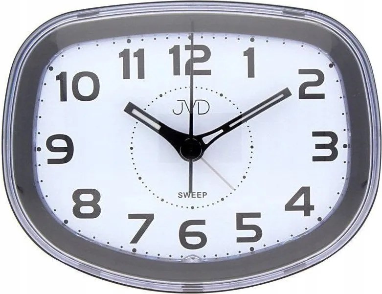 Szürke Ovális Ébresztőóra Jvd SRP865.1 áramló másodpercmutatóval, szundi riasztás