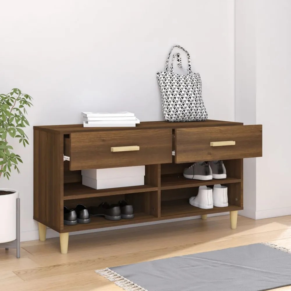 barna tölgyszínű szerelt fa cipősszekrény 102 x 35 x 55 cm