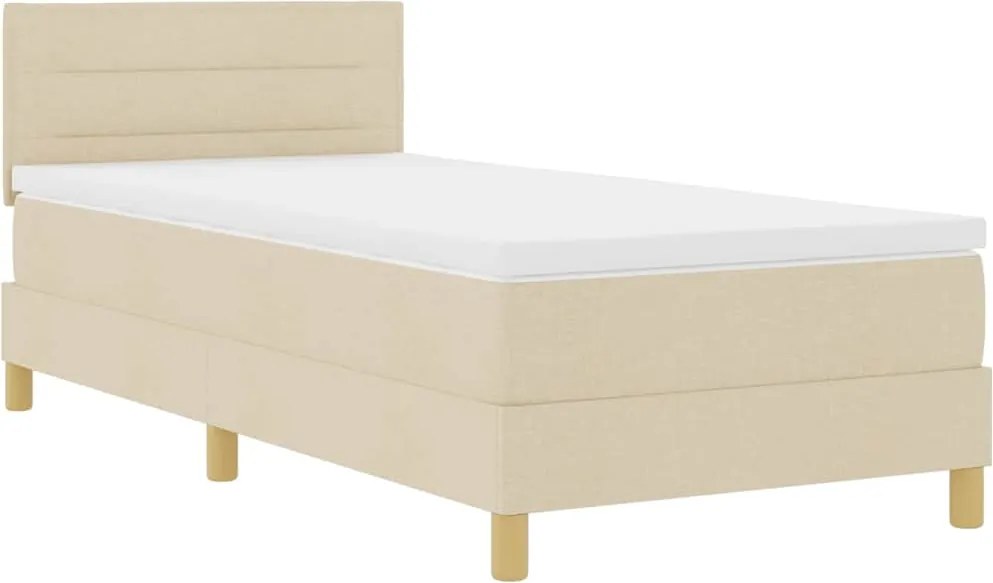 vidaXL LED Box Spring Ágy matracmal leddel Krém 80 x 200 cm szövet
