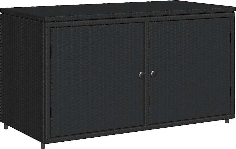 vidaXL fekete polyrattan kerti tárolószekrény 110 x 55 x 60,5 cm
