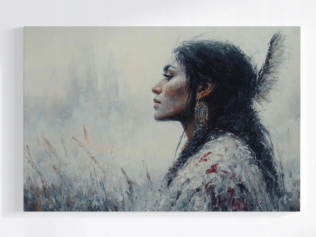 Poszter Portré Profil Nő Indián Etno Tribal 120x80