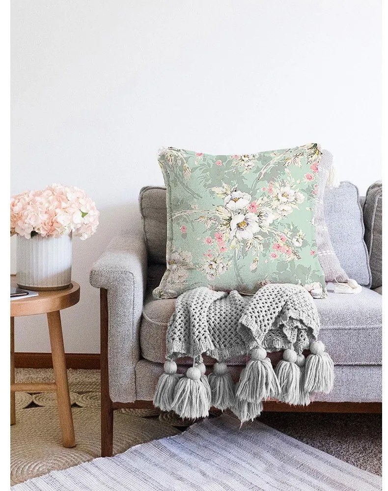 Blossom zöld pamut keverék párnahuzat, 55 x 55 cm - Minimalist Cushion Covers