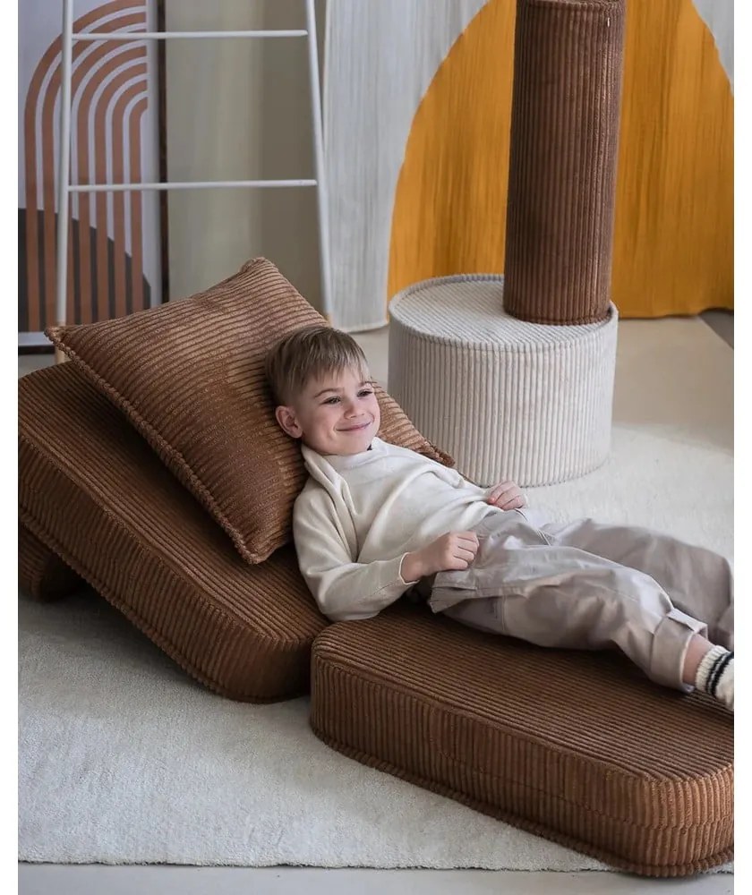 Barna kordbársony párna gyerek kanapéhoz Block – Wigiwama