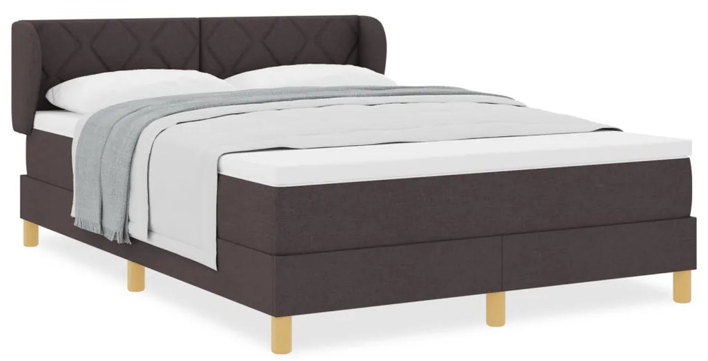 Boxspring Ágy Matrac Nélkül, Sötétbarna, 140x200 cm, Szövet