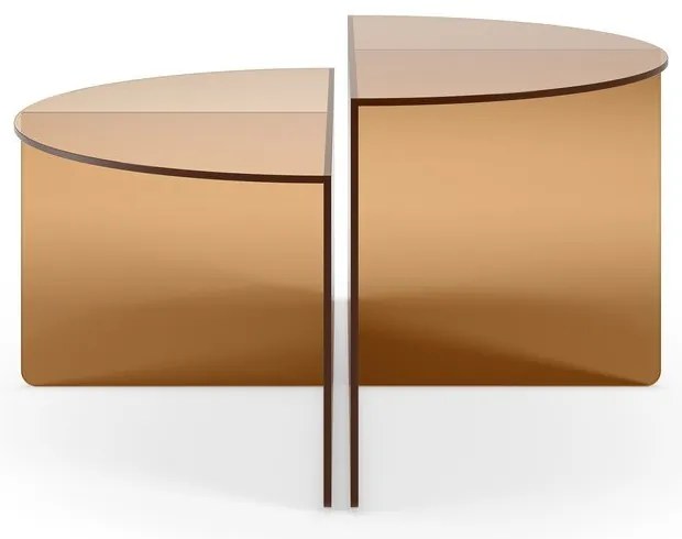 Barna üveg kerek dohányzóasztal szett 2 db-os ø 80 cm Velta – MOME