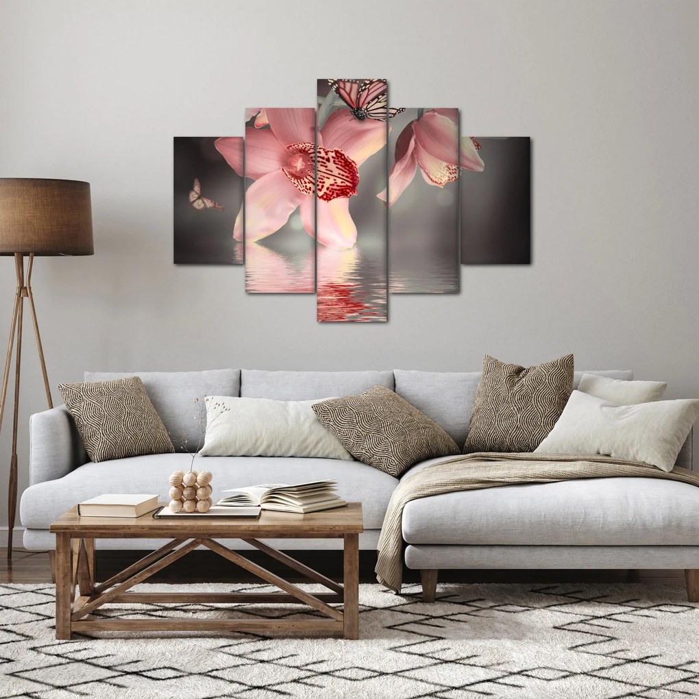 Kép - Virágok és pillangó (150x105 cm)