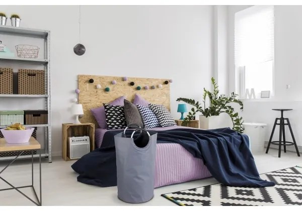 WENKO 3440803100 - JUMBO szennyeskosár 38x72 cm antracit/ezüst/fekete