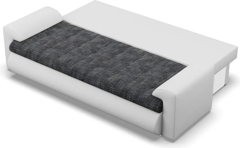 Tokio kanapéágy, fonott + műbőr, sötétszürke - fehér