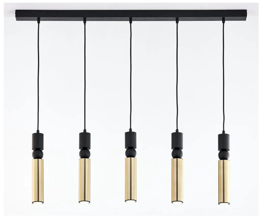 Jupiter 2012 - Csillár zsinóron ALAS 5xGU10/10W/230V fekete/arany