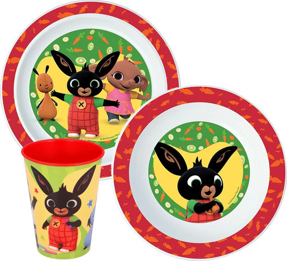 Bing Happy Bunny étkészlet, micro műanyag szett, pohárral 260 ml