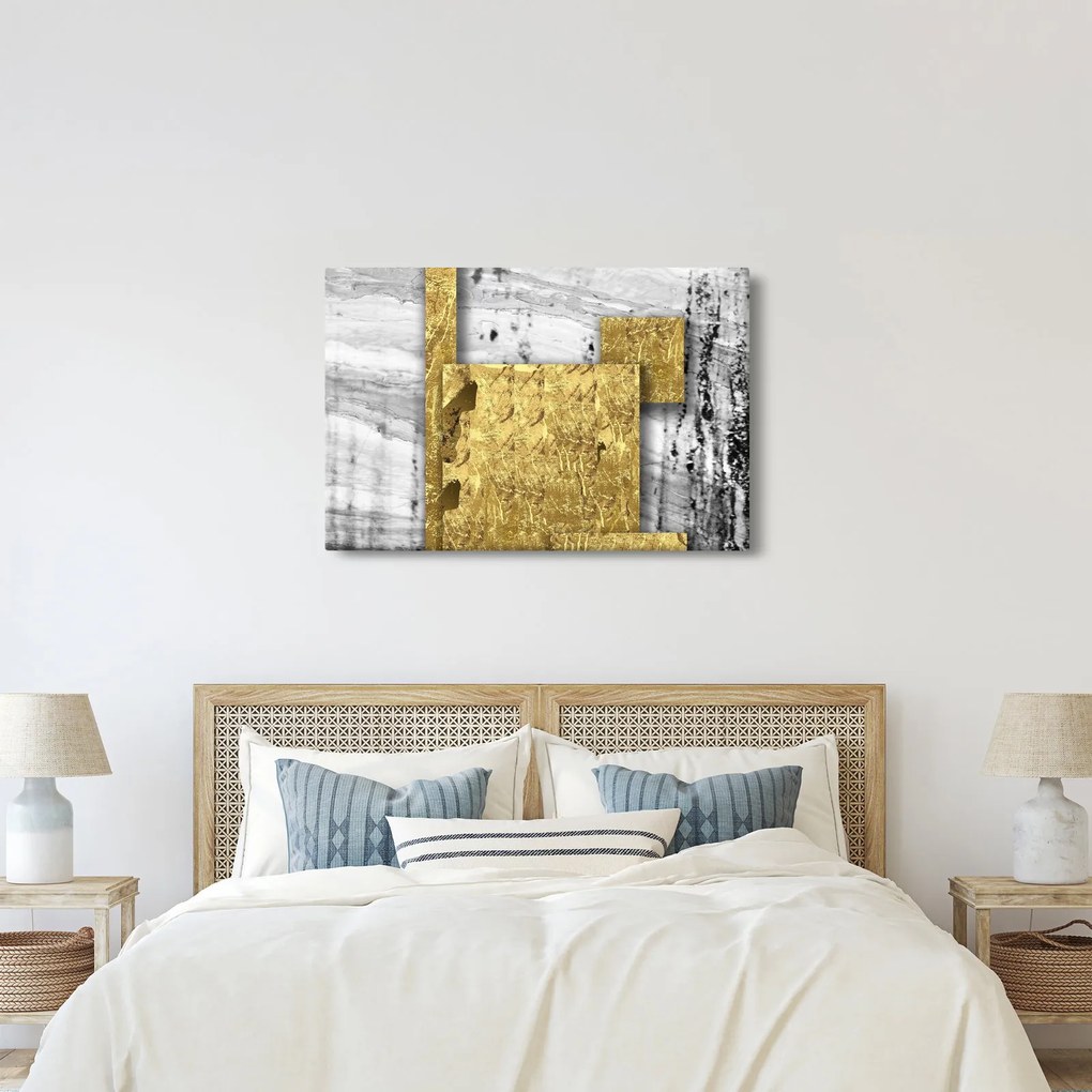 Kép - Arany négyzetek N⁰1 (90x60 cm)