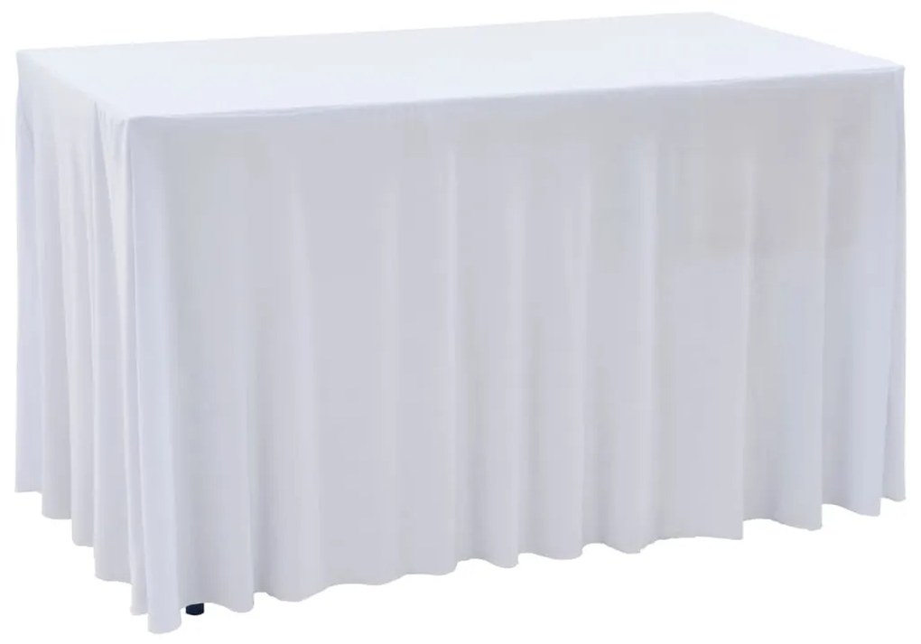 2 darab fehér sztreccs asztalszoknya 120 x 60,5 x 74 cm